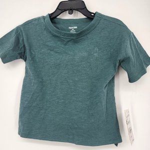 Open Edit Baby Short Sleeve Crew Neck T-Shirt Side Slit Ivory Green Size 18M NWT